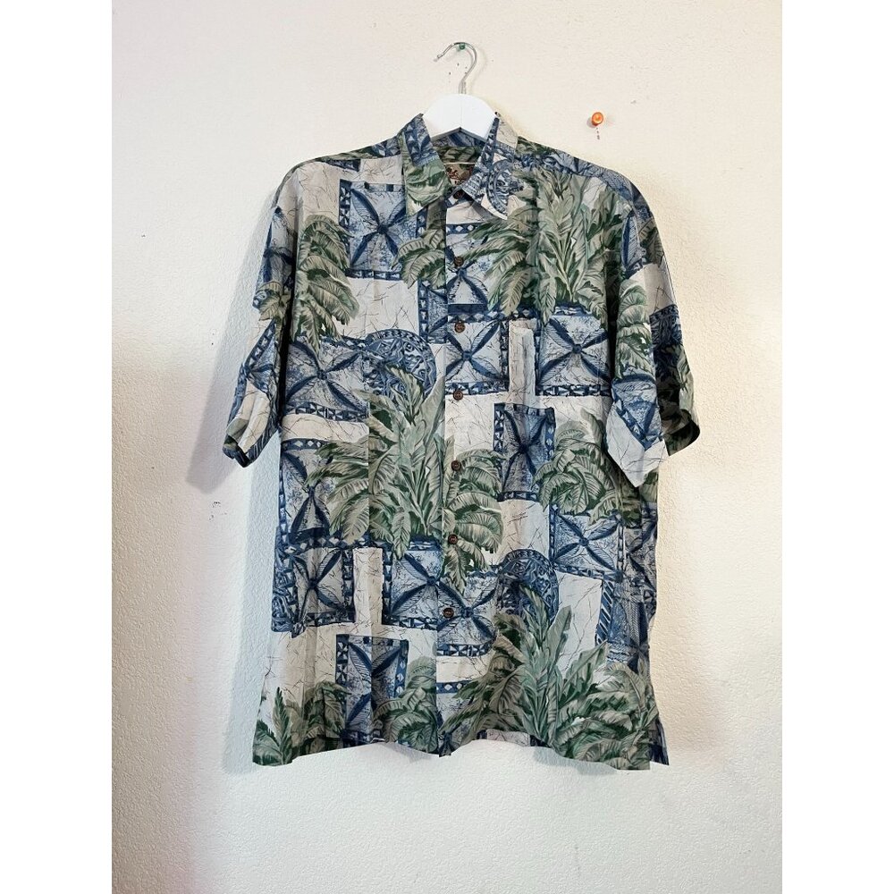 Tori Richard Men Button Up Hawaiian Camp Shirt XL Palm Tress Short Sleeve Casual